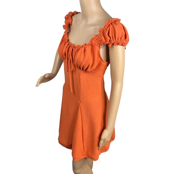 Urban Outfitters Blair Orange Pumpkin Spice Milkmaid Mini Dress SZ S - Picture 9 of 13